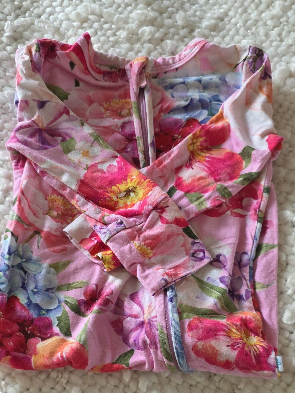 Posh Peanut Pink Floral Zip Footie 3-6 m
